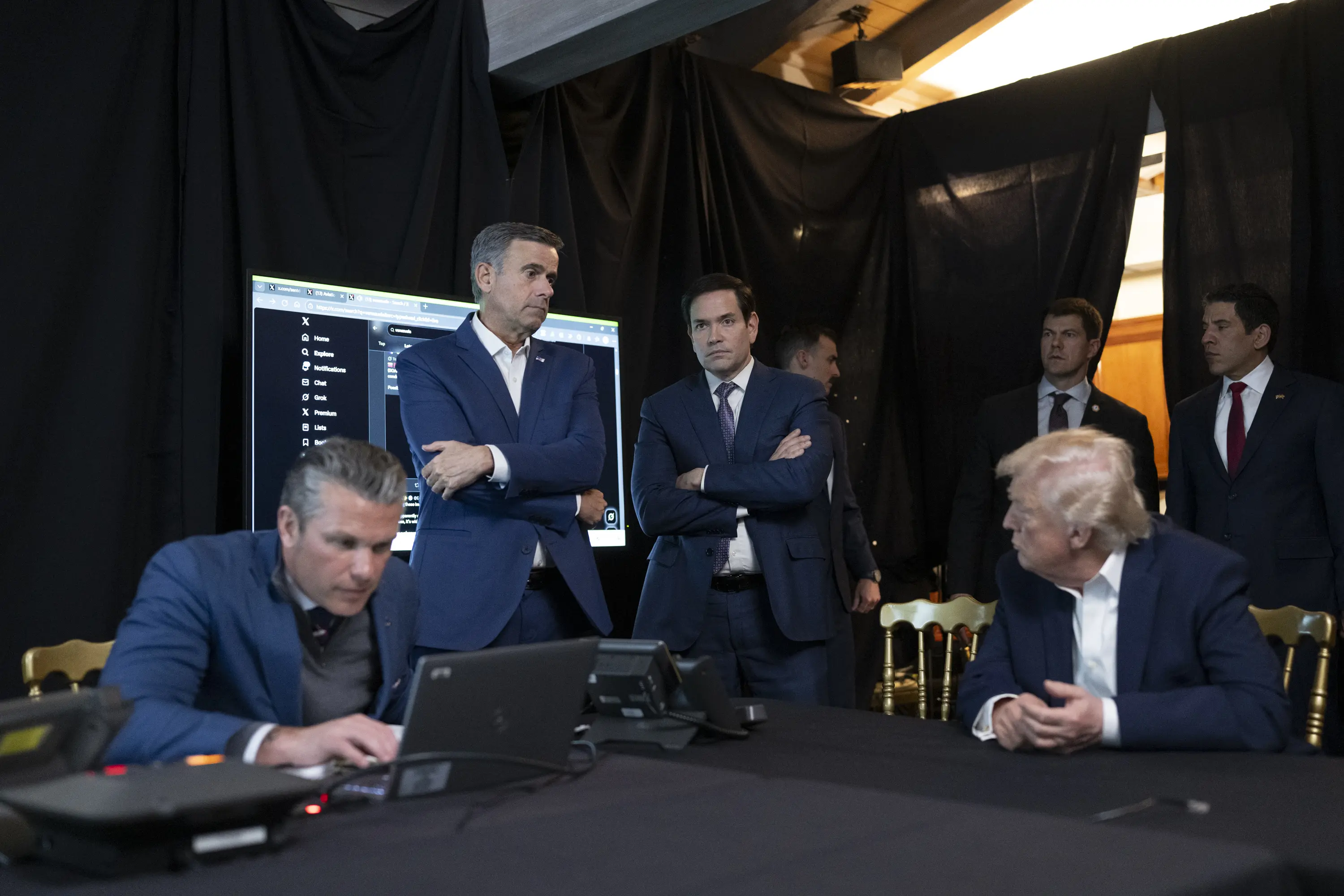 P20260103MR-0701_President_Donald_Trump__CIA_Director_John_Ratcliffe__Secretary_of_State_Marco_Rubio_and_Secretary_of_Defense_Pete_Hegseth_monitor_U.S._military_operations_in_Venezuela