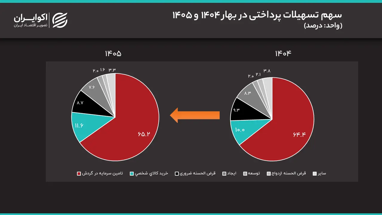سهم تسهیلات پرداختی بانک مرکزی در بهار ۱۴۰۴ و ۱۴۰۵