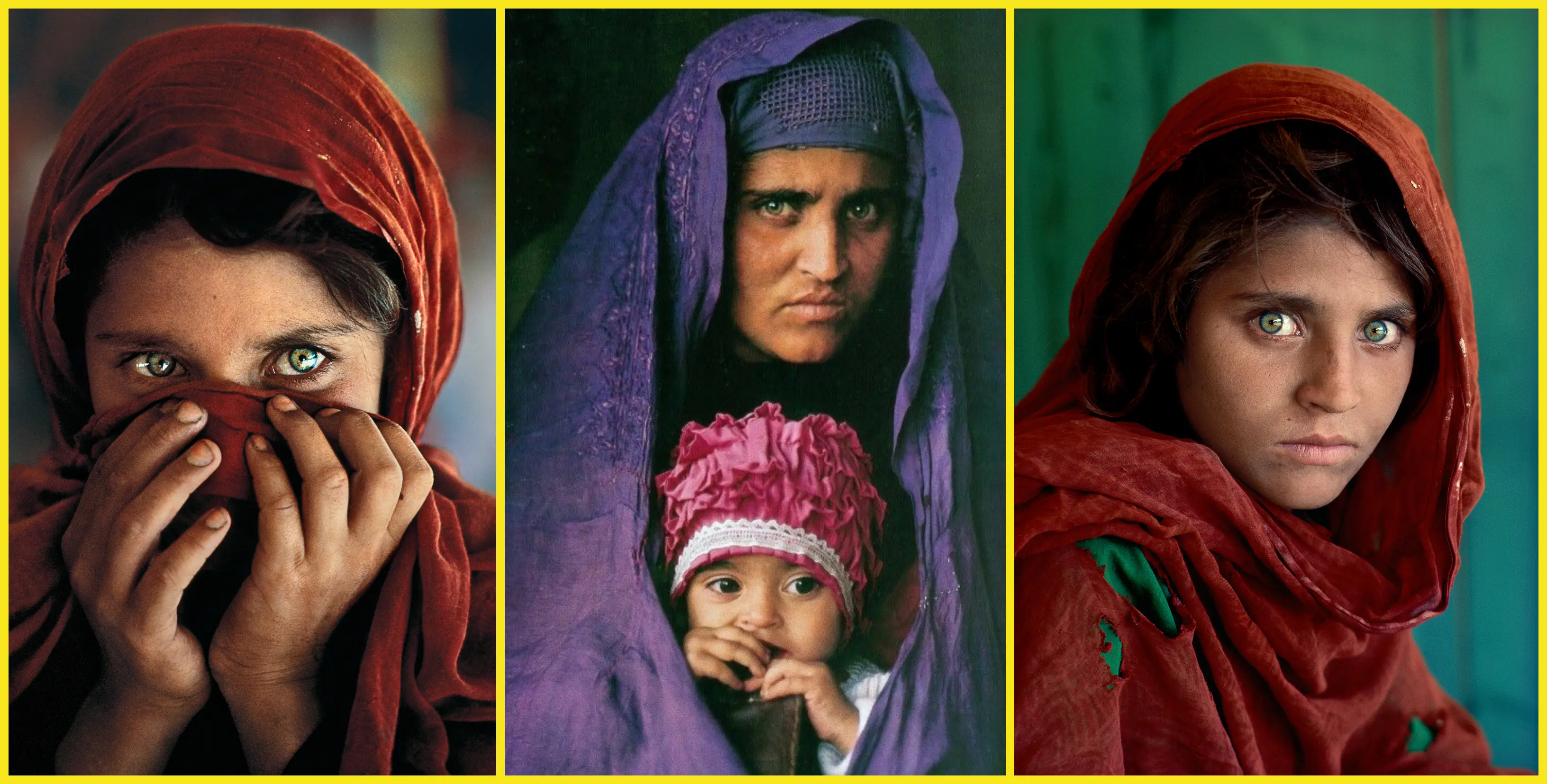Steve-Mccurry-Sharbat-Gula-Nasir-Bagh-Refugee-Camp-Peshawar-Pakistan  شربت‌گل زمانی معروف به «مونالیزای افغان»،