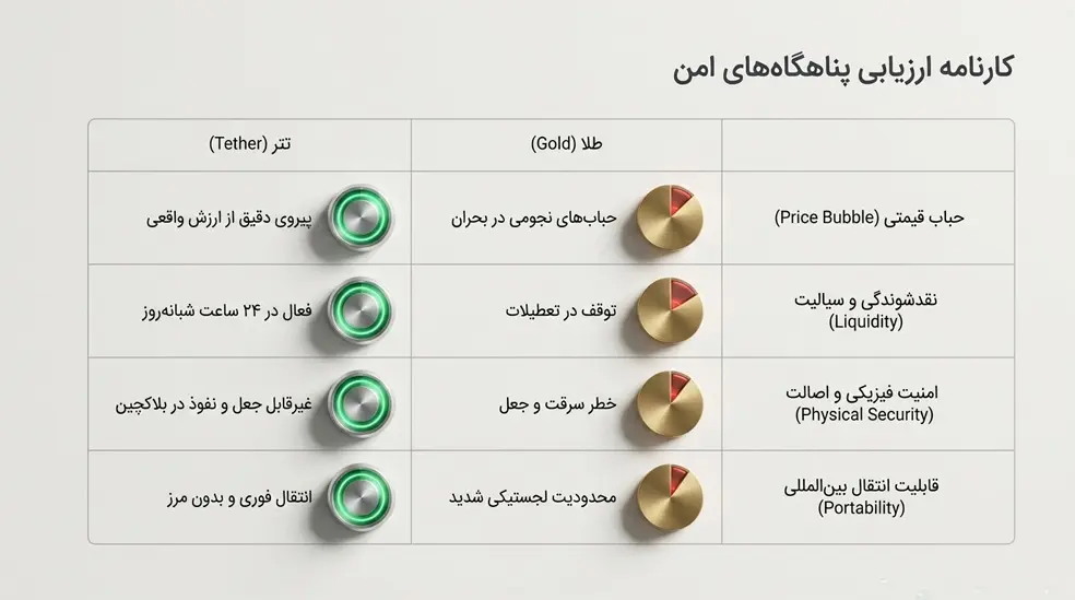 مقایسه طلا و تتر در حفظ ارزش ریالی