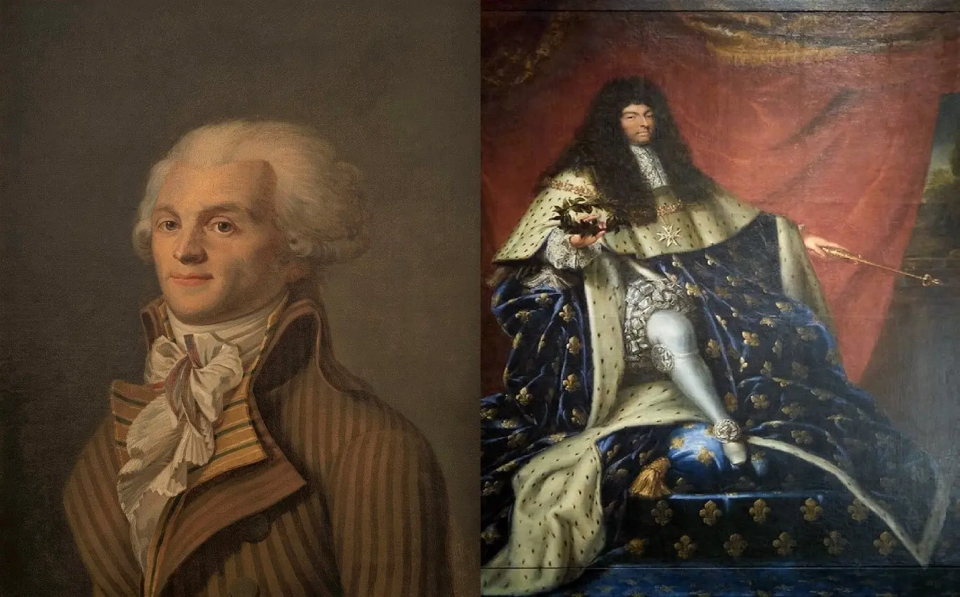 لوئی چهاردهم شاه فرانسه و ماکسیمیلیان روبسپی‌یر عضو کمیته‌ی امنیت عمومی