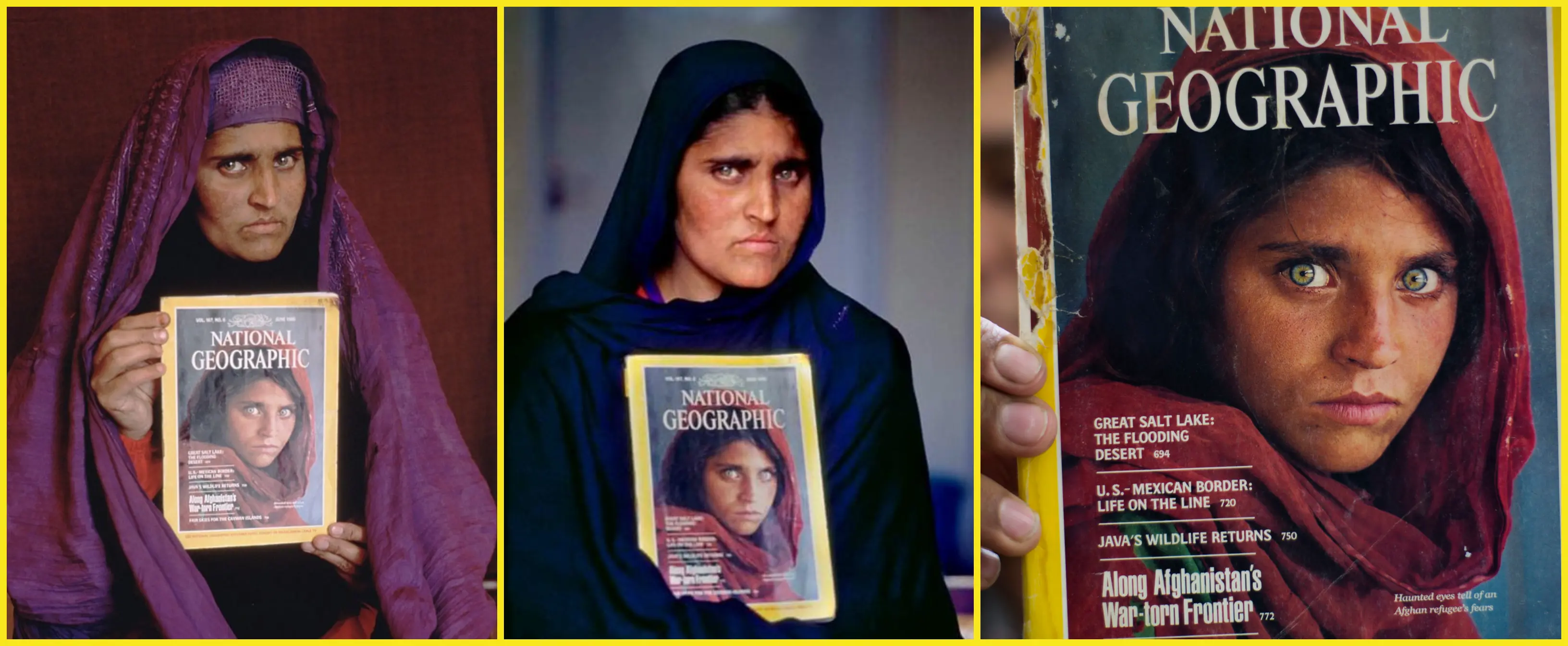 Steve-Mccurry-Sharbat-Gula-Nasir-Bagh-Refugee-Camp-Peshawar-Pakistan  شربت‌گل زمانی معروف به «مونالیزای افغان»،