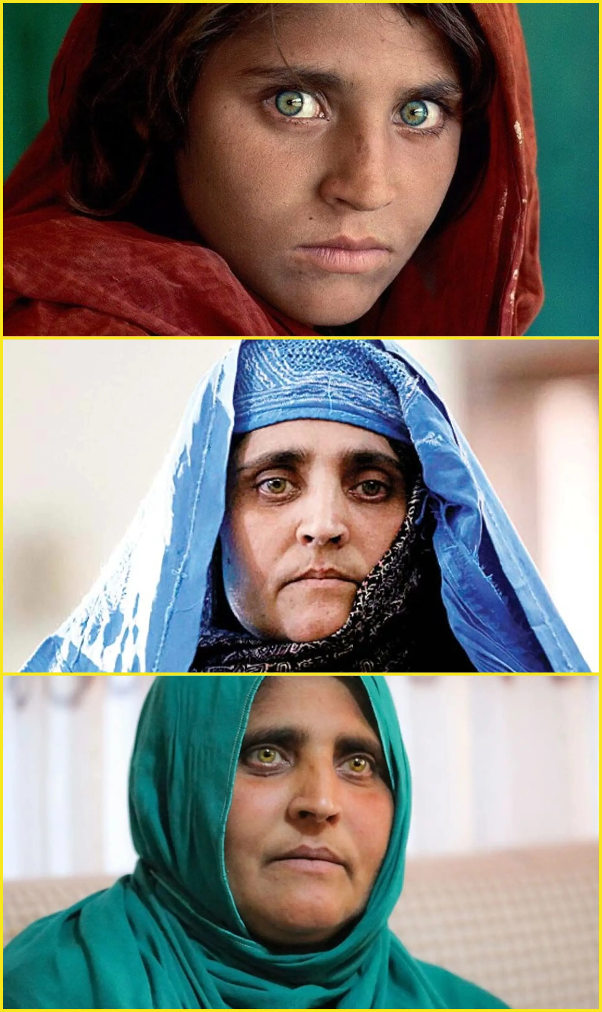 Steve-Mccurry-Sharbat-Gula-Nasir-Bagh-Refugee-Camp-Peshawar-Pakistan  شربت‌گل زمانی معروف به «مونالیزای افغان»،