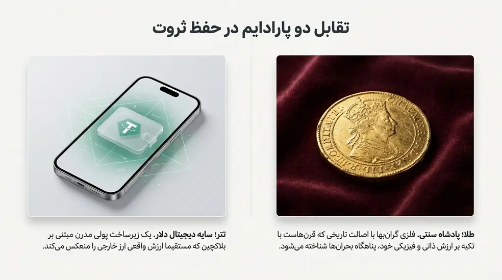تقابل تتر و طلا در حفظ ارزش ریال