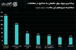 سهم نماد‌ها و صنایع بورس از پول‌های حقیقی / حرکت حقوقی‌ها از صنعت پتروشیمی به خودرویی