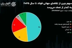 سقوط سهم چین از تقاضای جهانی فولاد به کمتر از نصف