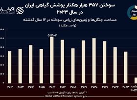 نمودار روز:  چه مقدار از پوشش گیاهی ایران در یک دهه گذشته در آتش سوخت؟