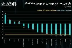 بازدهی صنایع بورسی در بهمن 1402/ کدام شرکت‌ها عامل ریزش بازار در بهمن ماه شدند؟