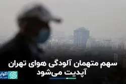 سهم متهمان آلودگی هوای تهران آپدیت می‌شود