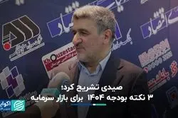 صیدی تشریح کرد؛ ۳ نکته بودجه ۱۴۰۴ برای بازار سرمایه