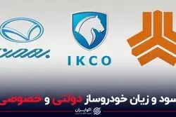 سود و زیان خودروساز دولتی و خصوصی