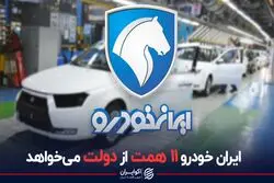 ایران خودرو 11 همت از دولت می‌خواهد