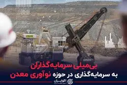 بی‌میلی سرمایه‌گذاران به سرمایه‌گذاری در حوزه نوآوری معدن 