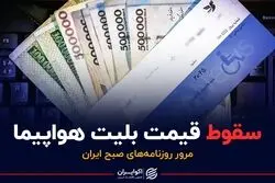 سقوط قیمت بلیت هواپیما / پادکست برنامه صبحگاهی امروز روزنامه های امروز دوشنبه یک آذر ۱۴۰۰