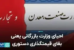 احیای وزارت بازرگانی یعنی بقای قیمت‌گذاری دستوری