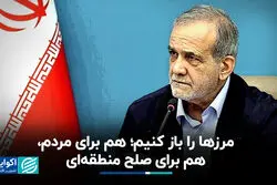 پزشکیان: مرزها را باز کنیم؛ هم برای مردم، هم برای صلح منطقه‌ای