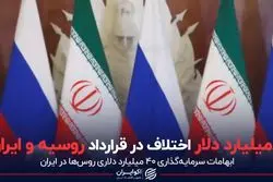 ۲ میلیارد دلار اختلاف در قرارداد روسیه و ایران
