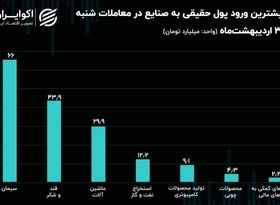 جریان پول حقیقی در میان نماد‌ها و صنایع بورسی/ فرار حقیقی‌ها از صنایع شاخص‌ساز دلاری