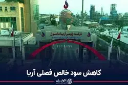 کاهش سود خالص فصلی آریا