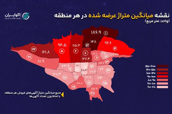 خانه‌های کدام مناطق تهران بزرگ‌ترند؟ | از خانه‌های ۶۲ متری تا ۱۸۷ متری شمال شهر