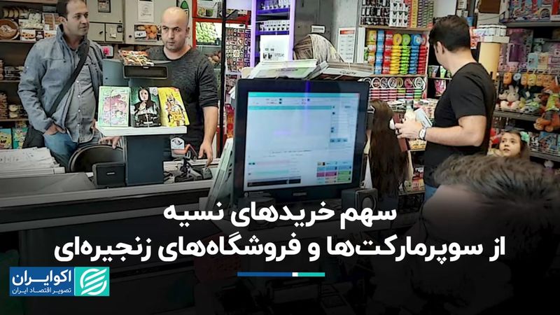 سهم خریدهای نسیه از سوپرمارکت‌ها و فروشگاه‌های زنجیره‌ای