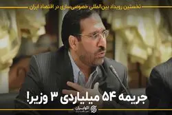 ماجرای جریمه ۵۴ میلیاردی ۳ وزیر!