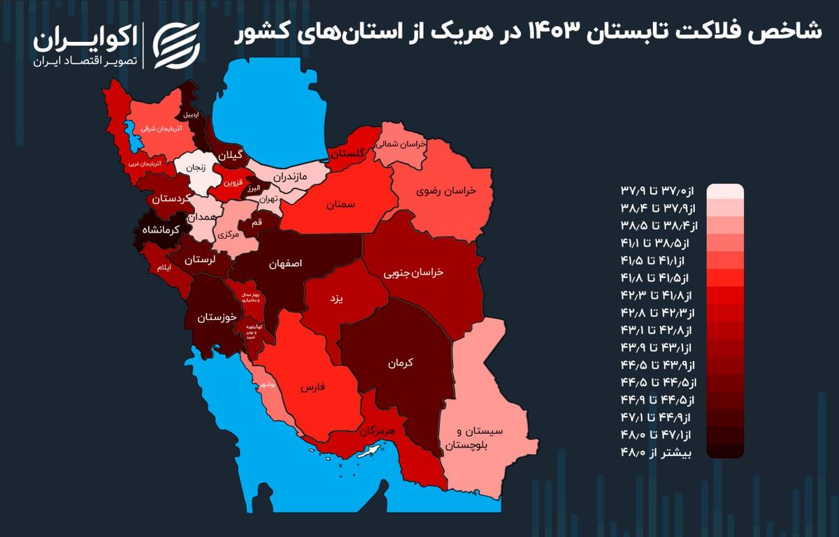 جابجایی شاخص فلاکت در نقشه ایران