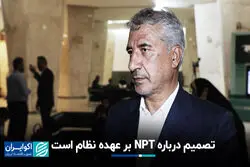تصمیم درباره NPT بر عهده نظام است