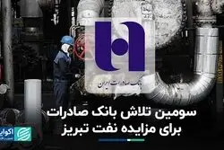 مزایده بانک صادرات برای نفت تبریز