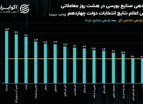 بازدهی شاخص صنایع بورسی در هشت روز معاملاتی پس از انتخابات/ کدام صنایع بیشتر پیشروی کردند؟