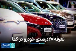 تعرفه 20درصدی خودرو در کما