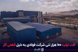 افت تولید 100 هزار تنی شرکت فولادی به دلیل قطعی گاز