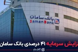 افزایش سرمایه ۴۱ درصدی بانک سامان