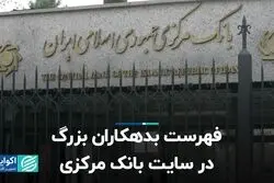 فهرست بدهکاران بزرگ در سایت بانک مرکزی