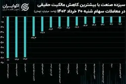 نشیب نیم همتی سرمایه حقیقی از بازار سهام!/ سهم کدام صنایع بیشتر بود؟