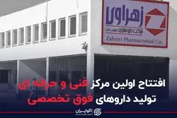 افتتاح اولین مرکز فنی و حرفه ای تولید داروهای فوق تخصصی