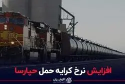 افزایش نرخ کرایه حمل حپارسا