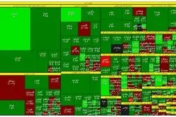 نقشه بورس در نیمه معاملات / صعود قیمت پالایشی‌ها