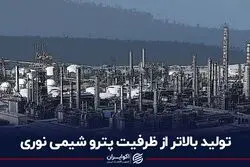 تولید بالاتر از ظرفیت پتروشیمی نوری