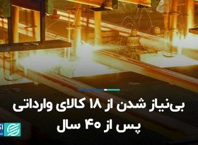 بی‌نیاز شدن از 18 کالای وارداتی پس از 40 سال