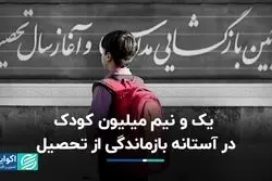 یک و نیم میلیون کودک در آستانه بازماندگی از تحصیل