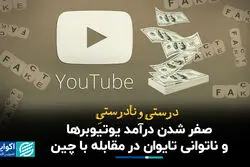 درست و نادرست صفر شدن درآمد یوتیوبرها و ناتوانی تایوان در مقابله با چین