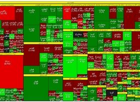 نقشه بورس در نیمه معاملات چهارشنبه / شاخص هم وزن رشد کرد