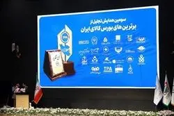 صندوق طلای «عیار» کارگزاری مفید، برنده تندیس برترین‌های بورس کالای ایران