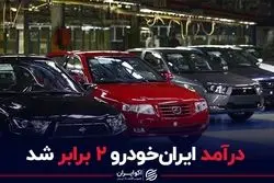 درآمد ایران‌خودرو ۲ برابر شد