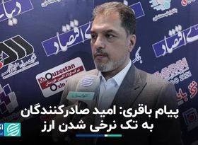 پیام باقری: امید صادرکنندگان به تک نرخی شدن ارز