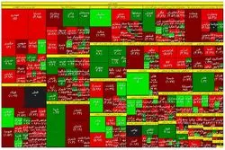 رنگ سرخ بر اعداد تابلوی بورس 
