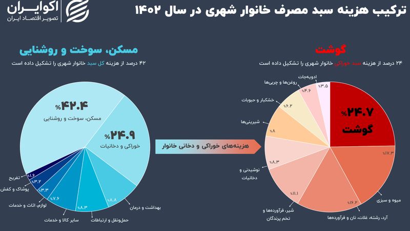 «گوشت» و «مسکن»، گل‌درشت‌های سبد هزینه خانوار 