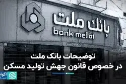 توضیحات بانک ملت در خصوص قانون جهش تولید مسکن