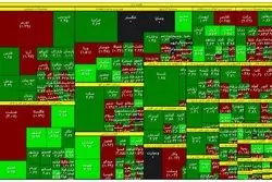نمای بورس در نیمه معاملات / نقشه بازار سهام در روز چهارشنبه